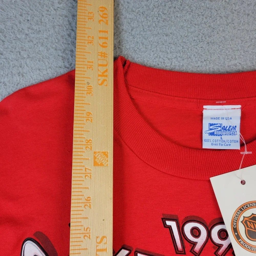 Vintage 1995 Detroit Red Wings Conference Champs T-Shirt Men's Lrg Salem New NOS - Picture 8 of 9